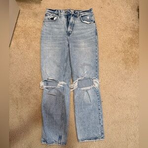 Abercrombie & Fitch Light Blue Distressed Boyfriend Jeans